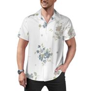 AILLOSA Hawaii Çiçek Baskılı 3D Desen Kısa Kollu YH-348 Erkek Gömlek
