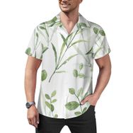 AILLOSA Hawaii Çiçek Baskılı 3D Desen Kısa Kollu YH-349 Erkek Gömlek