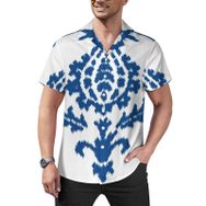 AILLOSA Hawaii Çiçek Baskılı 3D Desen Kısa Kollu YH-35 Erkek Gömlek