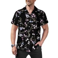AILLOSA Hawaii Çiçek Baskılı 3D Desen Kısa Kollu YH-353 Erkek Gömlek