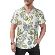 AILLOSA Hawaii Çiçek Baskılı 3D Desen Kısa Kollu YH-354 Erkek Gömlek