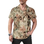 AILLOSA Hawaii Çiçek Baskılı 3D Desen Kısa Kollu YH-355 Erkek Gömlek