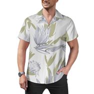 AILLOSA Hawaii Çiçek Baskılı 3D Desen Kısa Kollu YH-356 Erkek Gömlek
