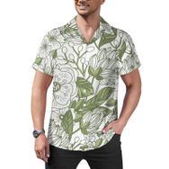 AILLOSA Hawaii Çiçek Baskılı 3D Desen Kısa Kollu YH-357 Erkek Gömlek