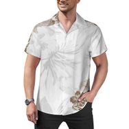 AILLOSA Hawaii Çiçek Baskılı 3D Desen Kısa Kollu YH-358 Erkek Gömlek