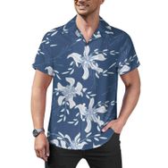AILLOSA Hawaii Çiçek Baskılı 3D Desen Kısa Kollu YH-362 Erkek Gömlek
