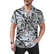 AILLOSA Hawaii Çiçek Baskılı 3D Desen Kısa Kollu YH-363 Erkek Gömlek