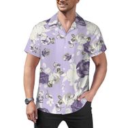 AILLOSA Hawaii Çiçek Baskılı 3D Desen Kısa Kollu YH-366 Erkek Gömlek