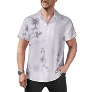 AILLOSA Hawaii Çiçek Baskılı 3D Desen Kısa Kollu YH-367 Erkek Gömlek