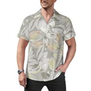AILLOSA Hawaii Çiçek Baskılı 3D Desen Kısa Kollu YH-369 Erkek Gömlek