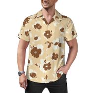 AILLOSA Hawaii Çiçek Baskılı 3D Desen Kısa Kollu YH-371 Erkek Gömlek