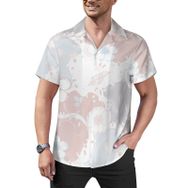 AILLOSA Hawaii Çiçek Baskılı 3D Desen Kısa Kollu YH-372 Erkek Gömlek