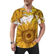AILLOSA Hawaii Çiçek Baskılı 3D Desen Kısa Kollu YH-374 Erkek Gömlek
