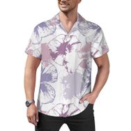 AILLOSA Hawaii Çiçek Baskılı 3D Desen Kısa Kollu YH-375 Erkek Gömlek