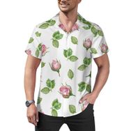 AILLOSA Hawaii Çiçek Baskılı 3D Desen Kısa Kollu YH-379 Erkek Gömlek