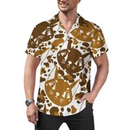 AILLOSA Hawaii Çiçek Baskılı 3D Desen Kısa Kollu YH-380 Erkek Gömlek