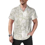 AILLOSA Hawaii Çiçek Baskılı 3D Desen Kısa Kollu YH-382 Erkek Gömlek