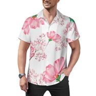AILLOSA Hawaii Çiçek Baskılı 3D Desen Kısa Kollu YH-383 Erkek Gömlek