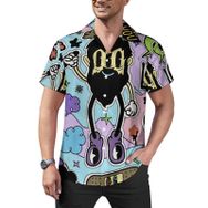 AILLOSA Hawaii Çiçek Baskılı 3D Desen Kısa Kollu YH-385 Erkek Gömlek