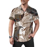 AILLOSA Hawaii Çiçek Baskılı 3D Desen Kısa Kollu YH-387 Erkek Gömlek
