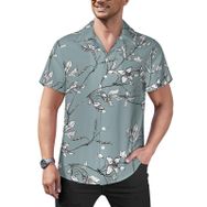 AILLOSA Hawaii Çiçek Baskılı 3D Desen Kısa Kollu YH-389 Erkek Gömlek