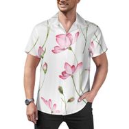 AILLOSA Hawaii Çiçek Baskılı 3D Desen Kısa Kollu YH-390 Erkek Gömlek