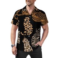 AILLOSA Hawaii Çiçek Baskılı 3D Desen Kısa Kollu YH-392 Erkek Gömlek