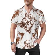 AILLOSA Hawaii Çiçek Baskılı 3D Desen Kısa Kollu YH-400 Erkek Gömlek