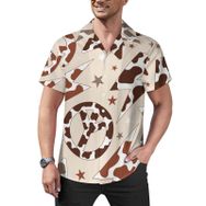 AILLOSA Hawaii Çiçek Baskılı 3D Desen Kısa Kollu YH-402 Erkek Gömlek