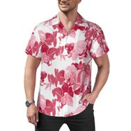 AILLOSA Hawaii Çiçek Baskılı 3D Desen Kısa Kollu YH-405 Erkek Gömlek