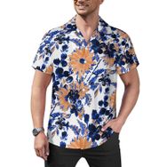 AILLOSA Hawaii Çiçek Baskılı 3D Desen Kısa Kollu YH-406 Erkek Gömlek
