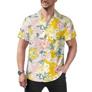 AILLOSA Hawaii Çiçek Baskılı 3D Desen Kısa Kollu YH-407 Erkek Gömlek