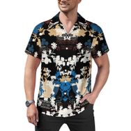 AILLOSA Hawaii Çiçek Baskılı 3D Desen Kısa Kollu YH-410 Erkek Gömlek