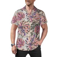 AILLOSA Hawaii Çiçek Baskılı 3D Desen Kısa Kollu YH-412 Erkek Gömlek