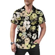 AILLOSA Hawaii Çiçek Baskılı 3D Desen Kısa Kollu YH-415 Erkek Gömlek