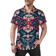 AILLOSA Hawaii Çiçek Baskılı 3D Desen Kısa Kollu YH-416 Erkek Gömlek
