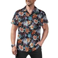 AILLOSA Hawaii Çiçek Baskılı 3D Desen Kısa Kollu YH-417 Erkek Gömlek