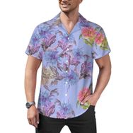 AILLOSA Hawaii Çiçek Baskılı 3D Desen Kısa Kollu YH-421 Erkek Gömlek