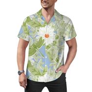 AILLOSA Hawaii Çiçek Baskılı 3D Desen Kısa Kollu YH-428 Erkek Gömlek
