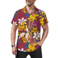 AILLOSA Hawaii Çiçek Baskılı 3D Desen Kısa Kollu YH-429 Erkek Gömlek