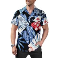 AILLOSA Hawaii Çiçek Baskılı 3D Desen Kısa Kollu YH-430 Erkek Gömlek