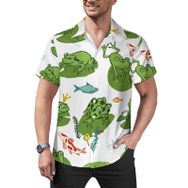 AILLOSA Hawaii Çiçek Baskılı 3D Desen Kısa Kollu YH-432 Erkek Gömlek