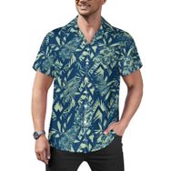 AILLOSA Hawaii Çiçek Baskılı 3D Desen Kısa Kollu YH-433 Erkek Gömlek