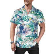 AILLOSA Hawaii Çiçek Baskılı 3D Desen Kısa Kollu YH-434 Erkek Gömlek