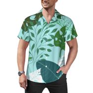 AILLOSA Hawaii Çiçek Baskılı 3D Desen Kısa Kollu YH-435 Erkek Gömlek