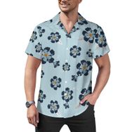 AILLOSA Hawaii Çiçek Baskılı 3D Desen Kısa Kollu YH-439 Erkek Gömlek