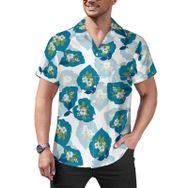 AILLOSA Hawaii Çiçek Baskılı 3D Desen Kısa Kollu YH-440 Erkek Gömlek