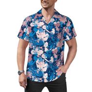 AILLOSA Hawaii Çiçek Baskılı 3D Desen Kısa Kollu YH-441 Erkek Gömlek