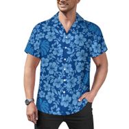 AILLOSA Hawaii Çiçek Baskılı 3D Desen Kısa Kollu YH-442 Erkek Gömlek
