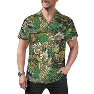AILLOSA Hawaii Çiçek Baskılı 3D Desen Kısa Kollu YH-446 Erkek Gömlek